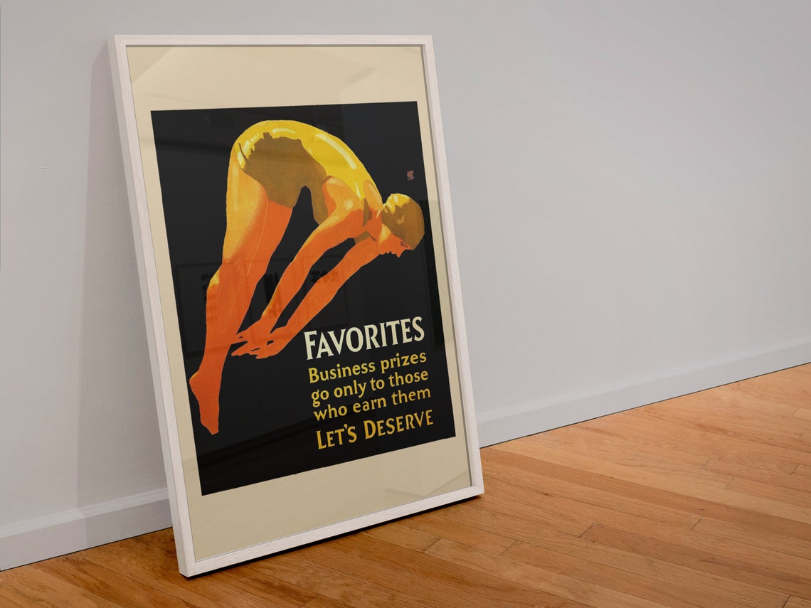 Favorites Lets Deserve Diver 1920s Vintage Motivational Poster - Image 4