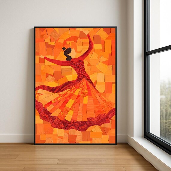 Elegant Dancing Lady Art Print Colorful Modern Dance Wall Decor