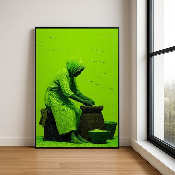 High Resolution Working Woman Oil Painting