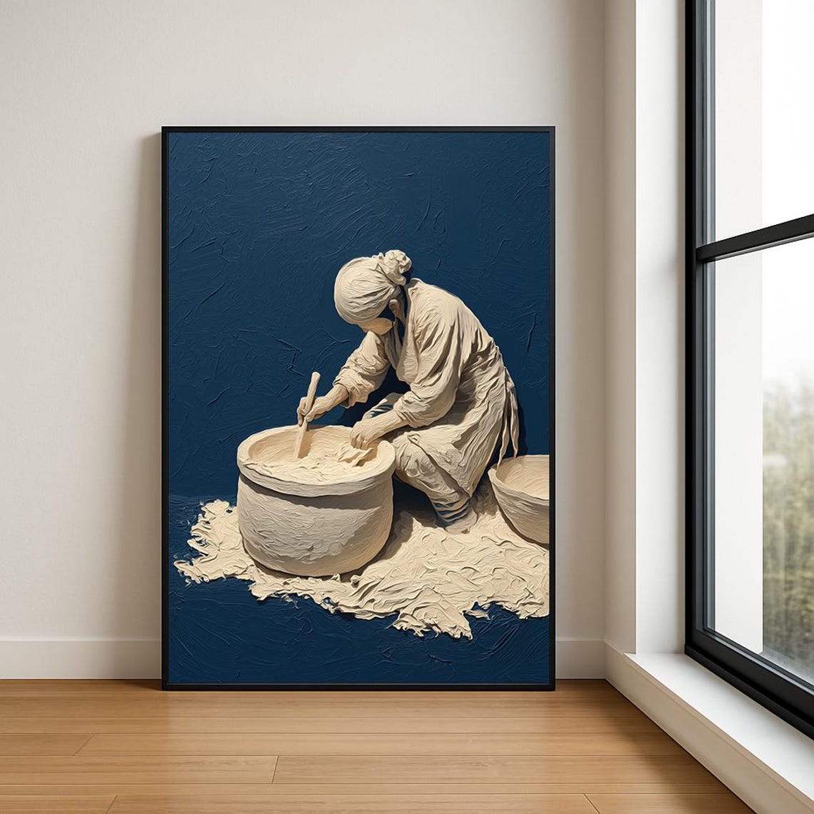 High Resolution Working Woman Oil Painting
