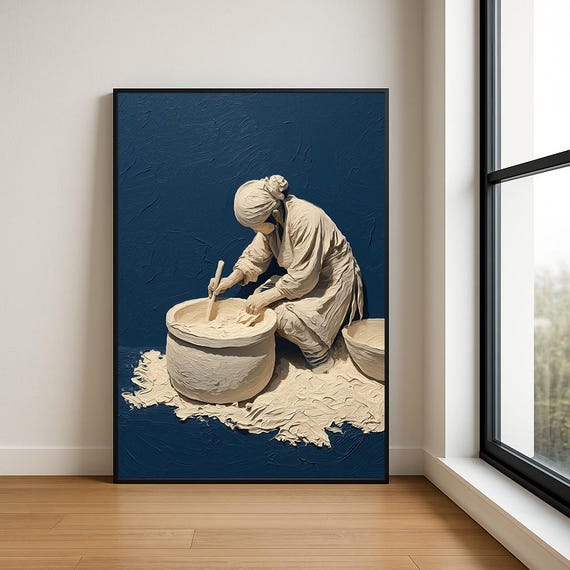 High Resolution Working Woman Oil Painting