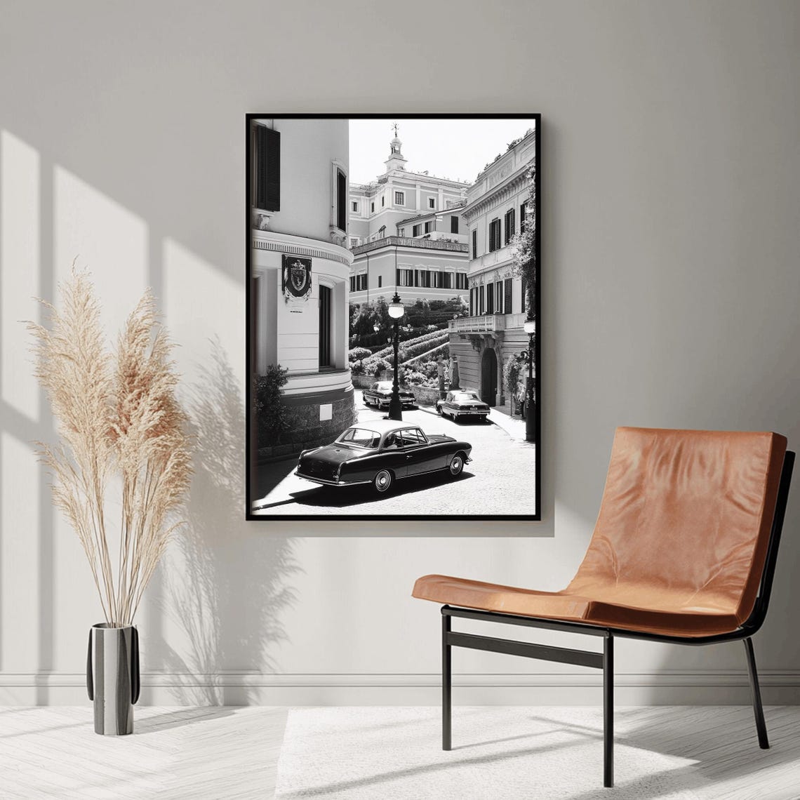 Italy Wall Art Black And White Italian Print Italian Landscape Print Mediterranean Travel Art Historic Italy Poster Architecture Photo - Image 3