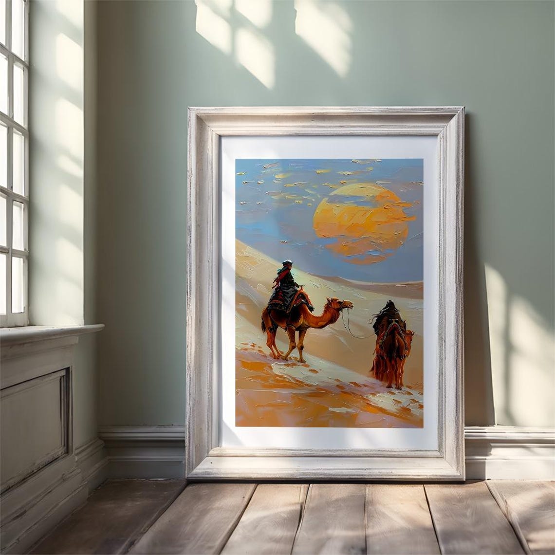 Desert Caravan Camels Crossing Dunes at Sunset Sahara Poster - Image 2