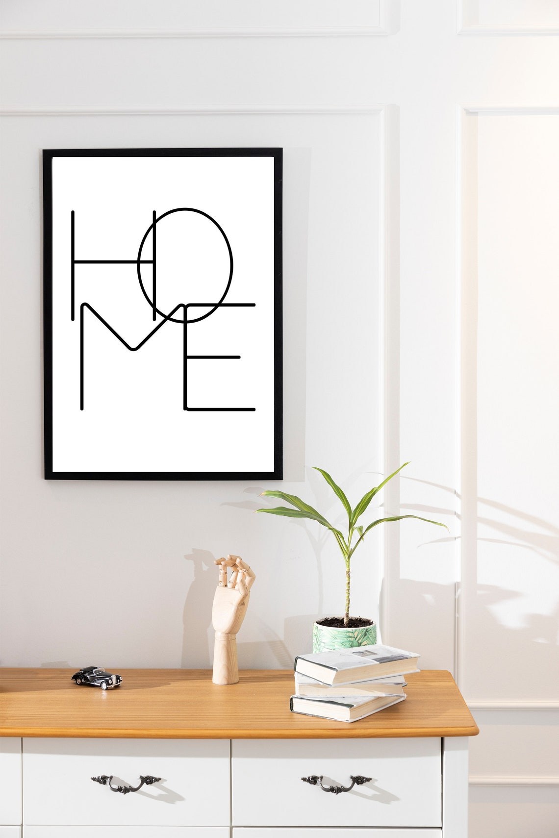 Home Word Minimalist Line Art Typography Black White Decor Poster - Image 3