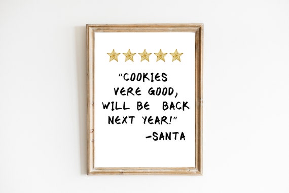 Santa Decor Funny Christmas Decor Christmas Print Wall Art Christmas Wall Art Trendy Rating Sign Christmas Cookies Wall Art