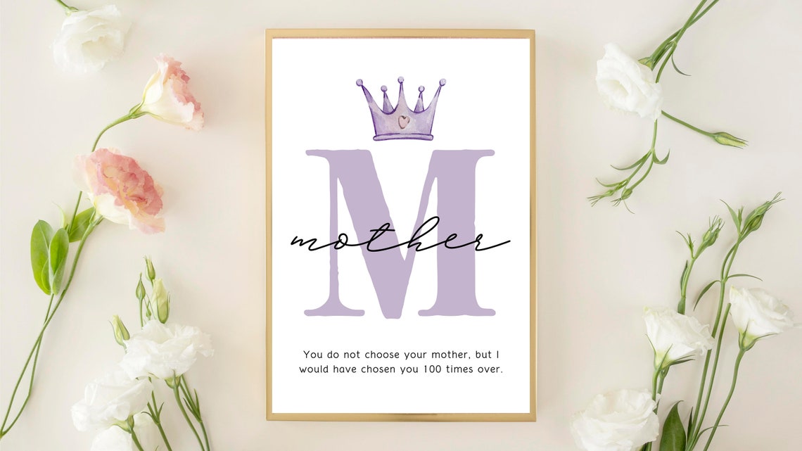 Mother M Initial Crown Quote Meaningful Mom Gift Decor Poster - Image 3