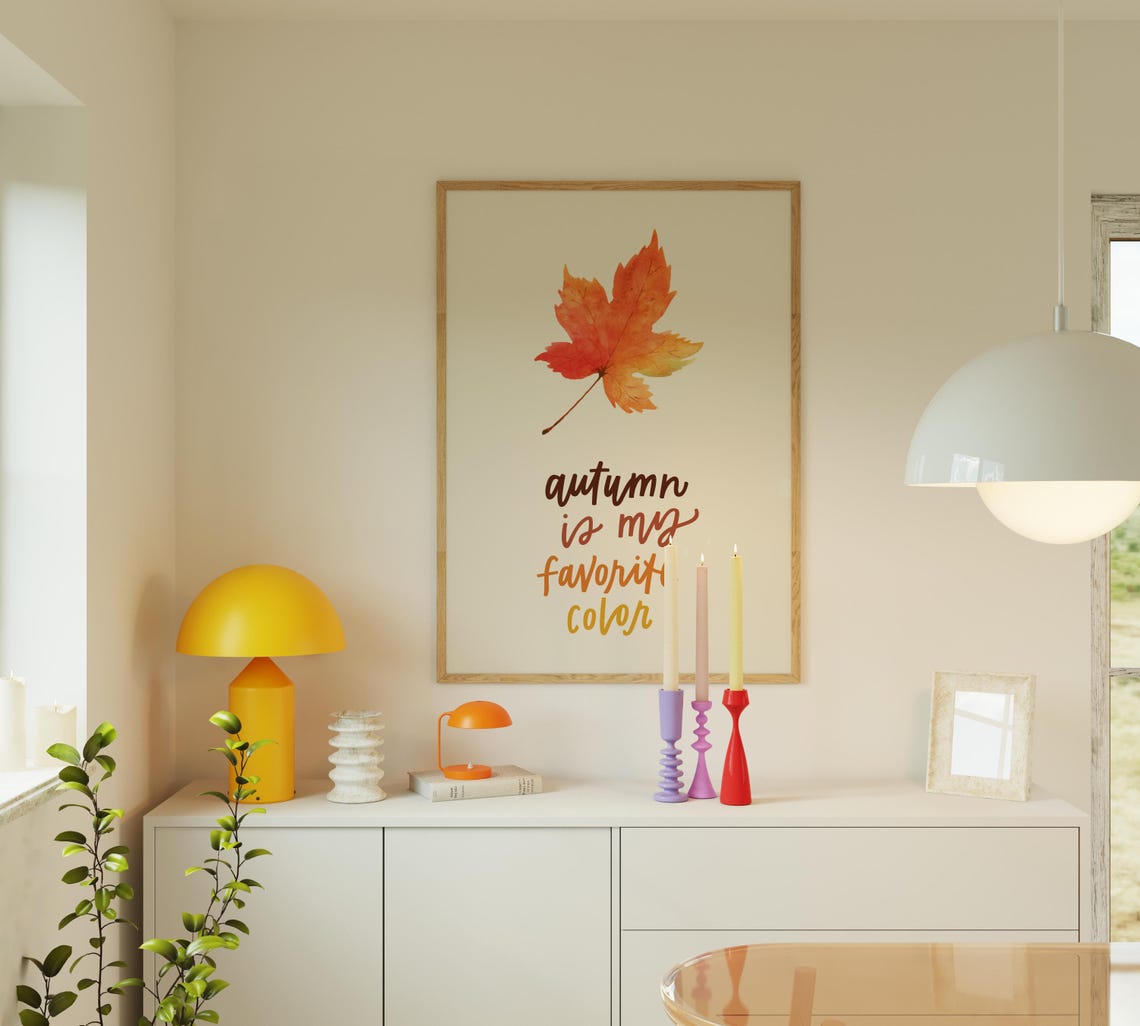 Autumn Is My Favorite Color Orange Maple Leaf Watercolor Fall Poster - Image 2