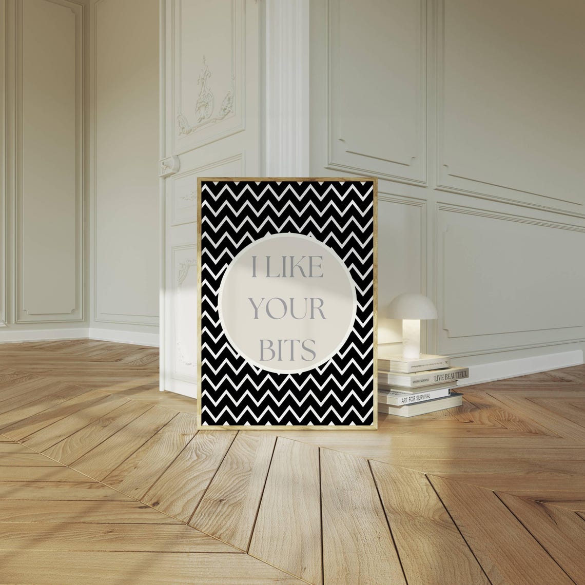 I Like Your Bits Funny Tech Quote Black Chevron Nerd Gift Poster - Image 2