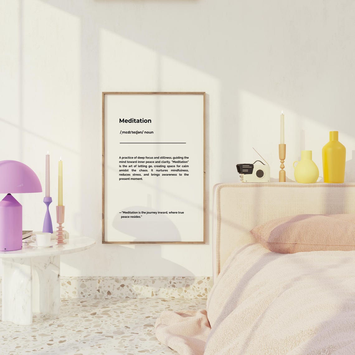 Meditation Definition Poster Minimalist Mindfulness Yoga Decor - Image 3