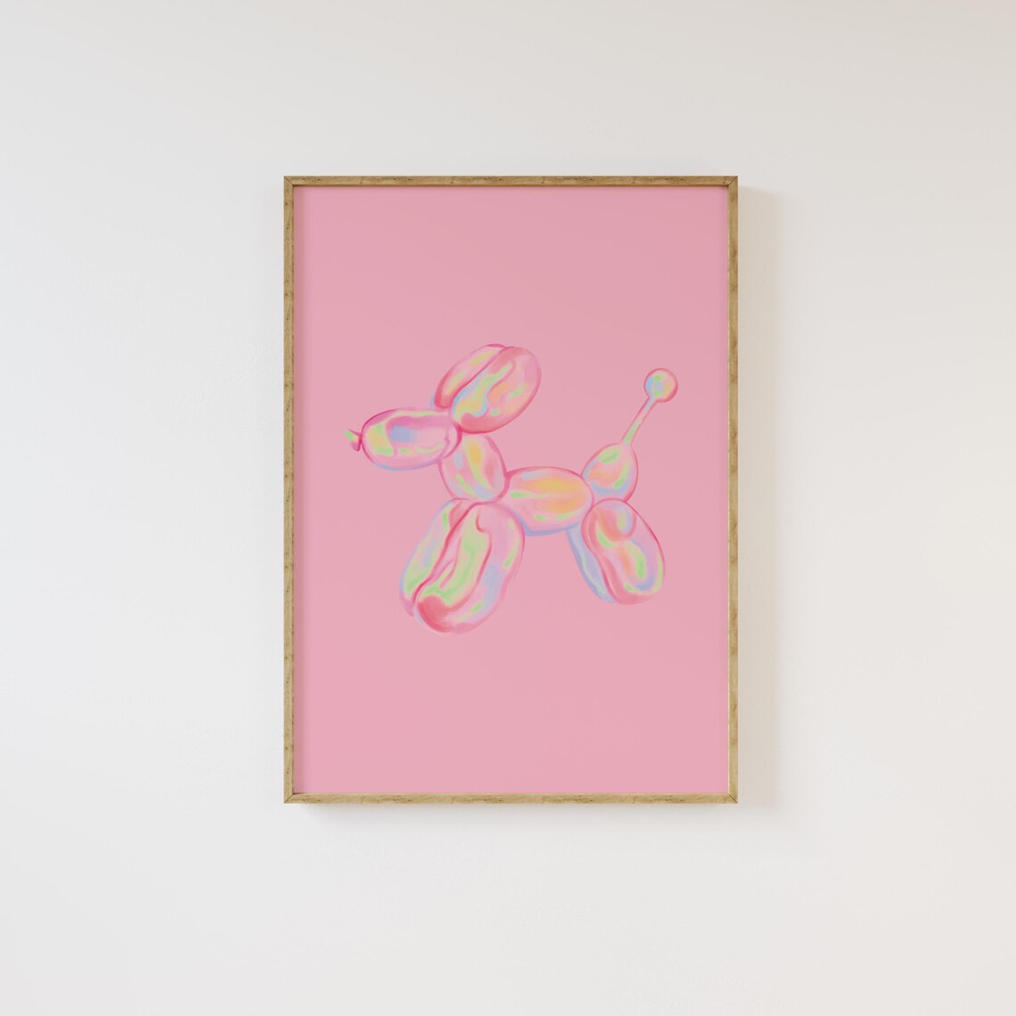 Pink Balloon Dog Pastel Watercolor Playful Preppy Room Poster - Image 2