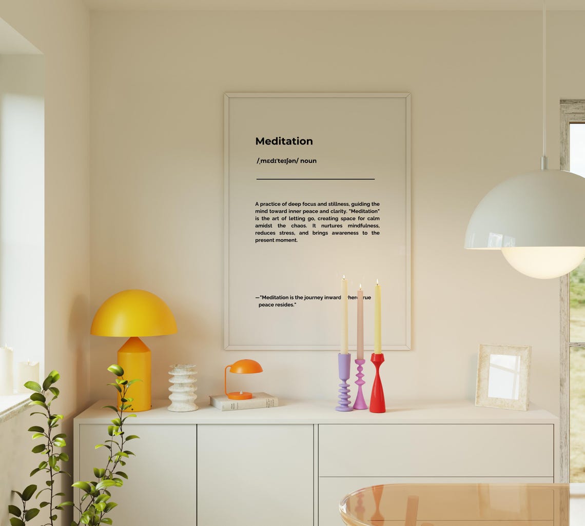 Meditation Definition Poster Minimalist Mindfulness Yoga Decor - Image 2