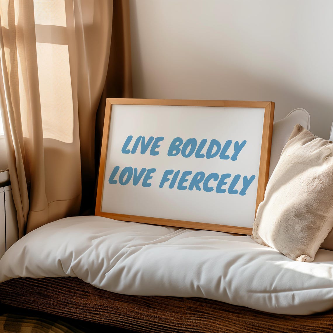 Live Boldly Love Fiercely Blue Retro Script Horizontal Poster - Image 3