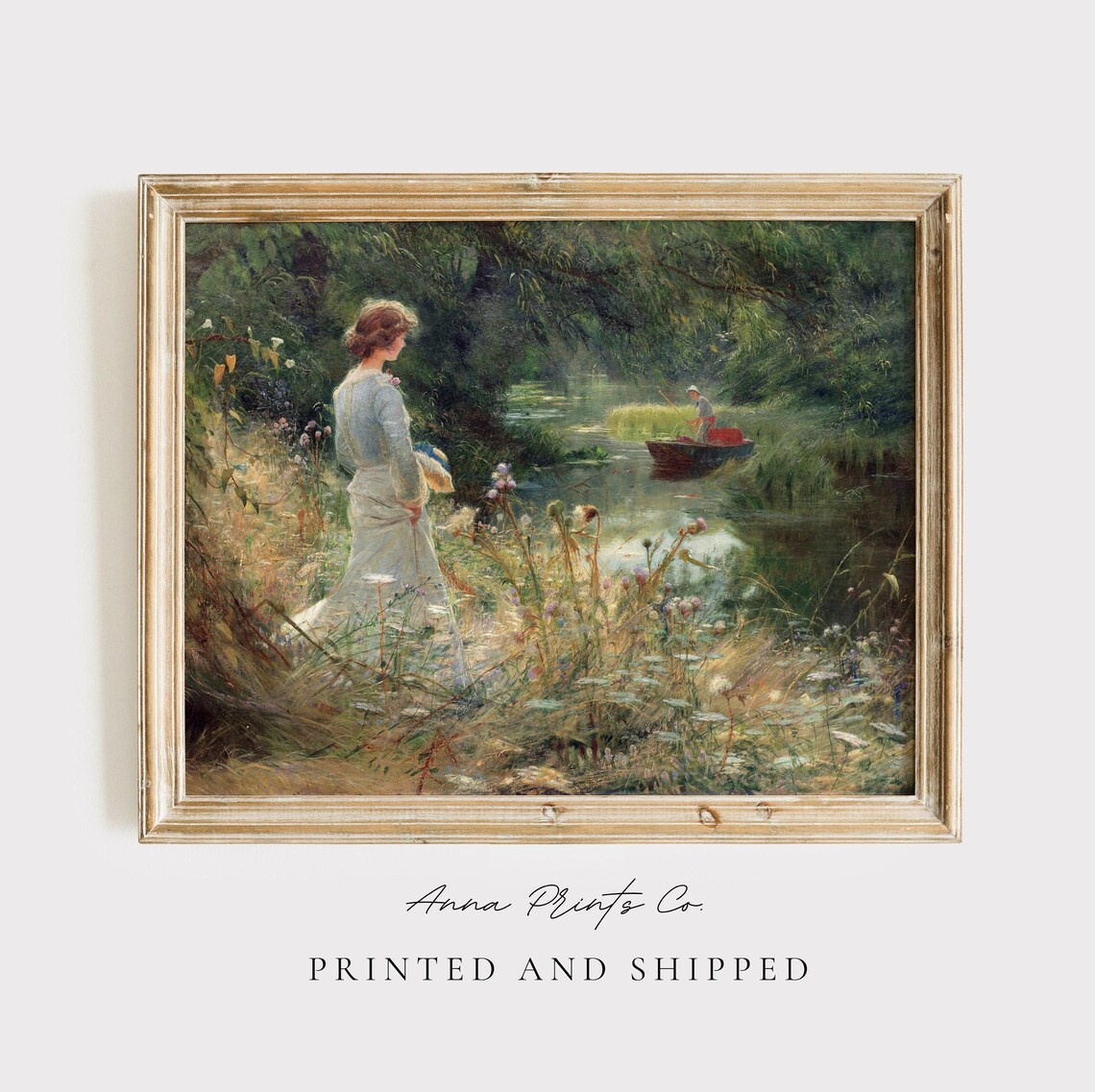 Girl by the Stream, Vintage Victorian Art Print