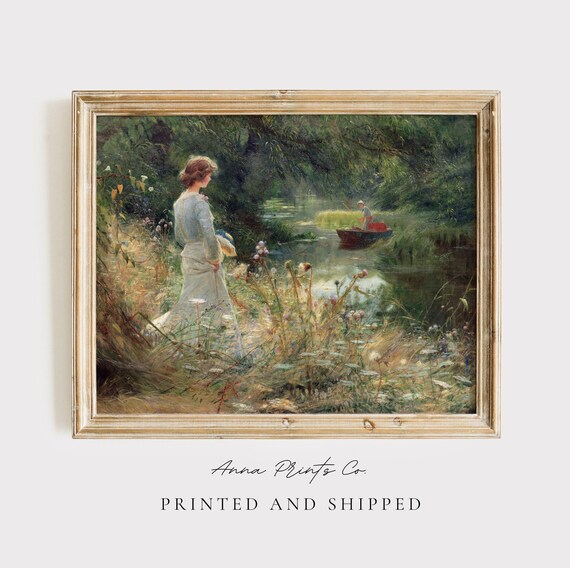 Girl by the Stream, Vintage Victorian Art Print