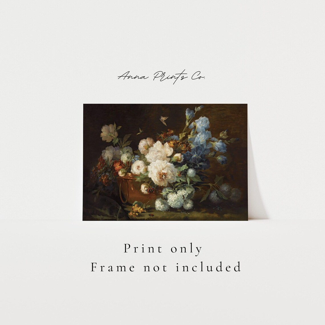 Vintage Still Life With Flowers, Dark Academia Art Print - Image 3