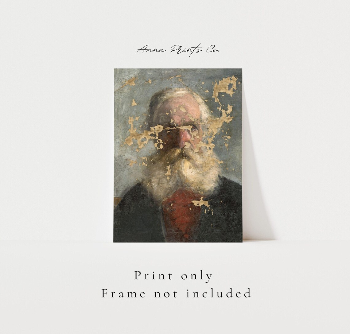 Antique Bearded Man Portrait, Victorian Art Print - Image 3