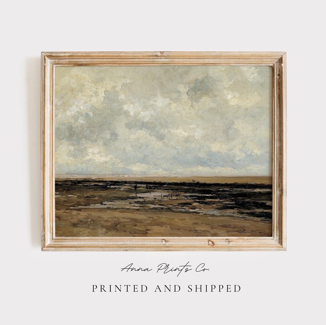 Vintage Beach Landscape Art Print, Coastal Seascape