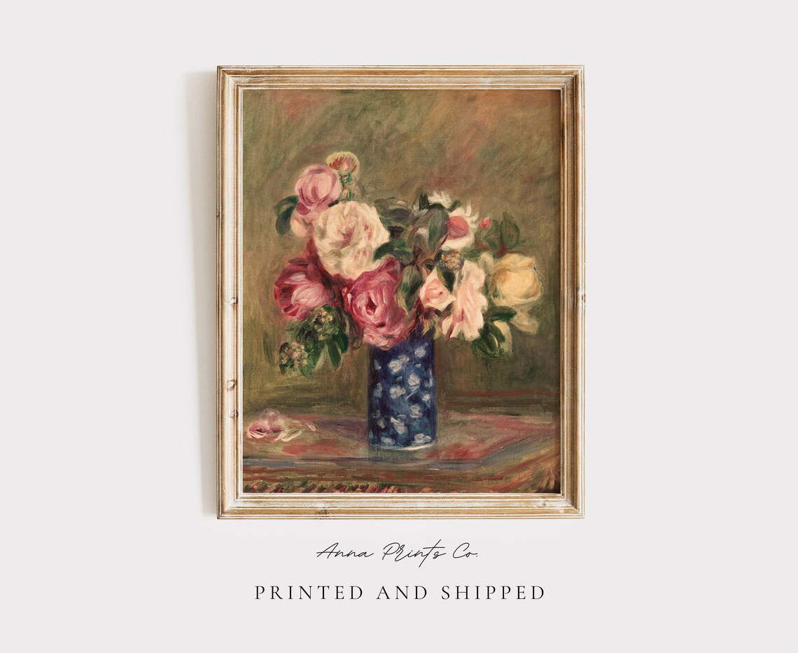 Pierre-Auguste Renoir Bouquet of Roses, Vintage Print