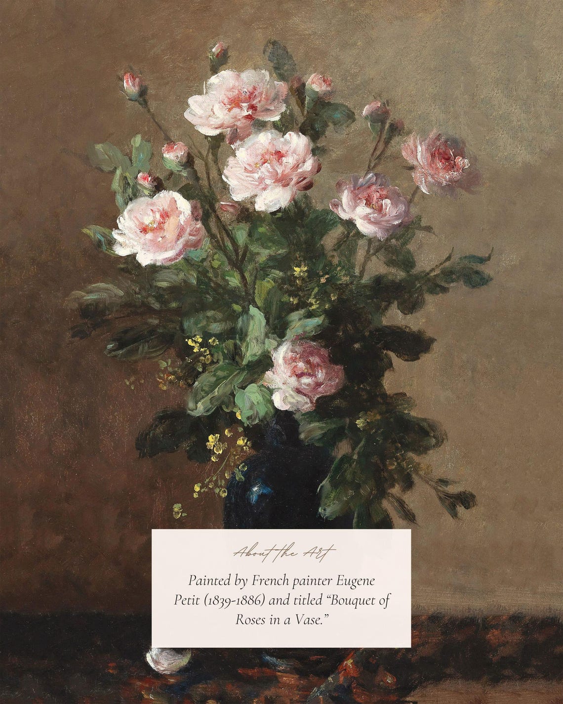 Blush Pink Roses In A Dark Vase Moody Floral Still Life Art Print - Image 2