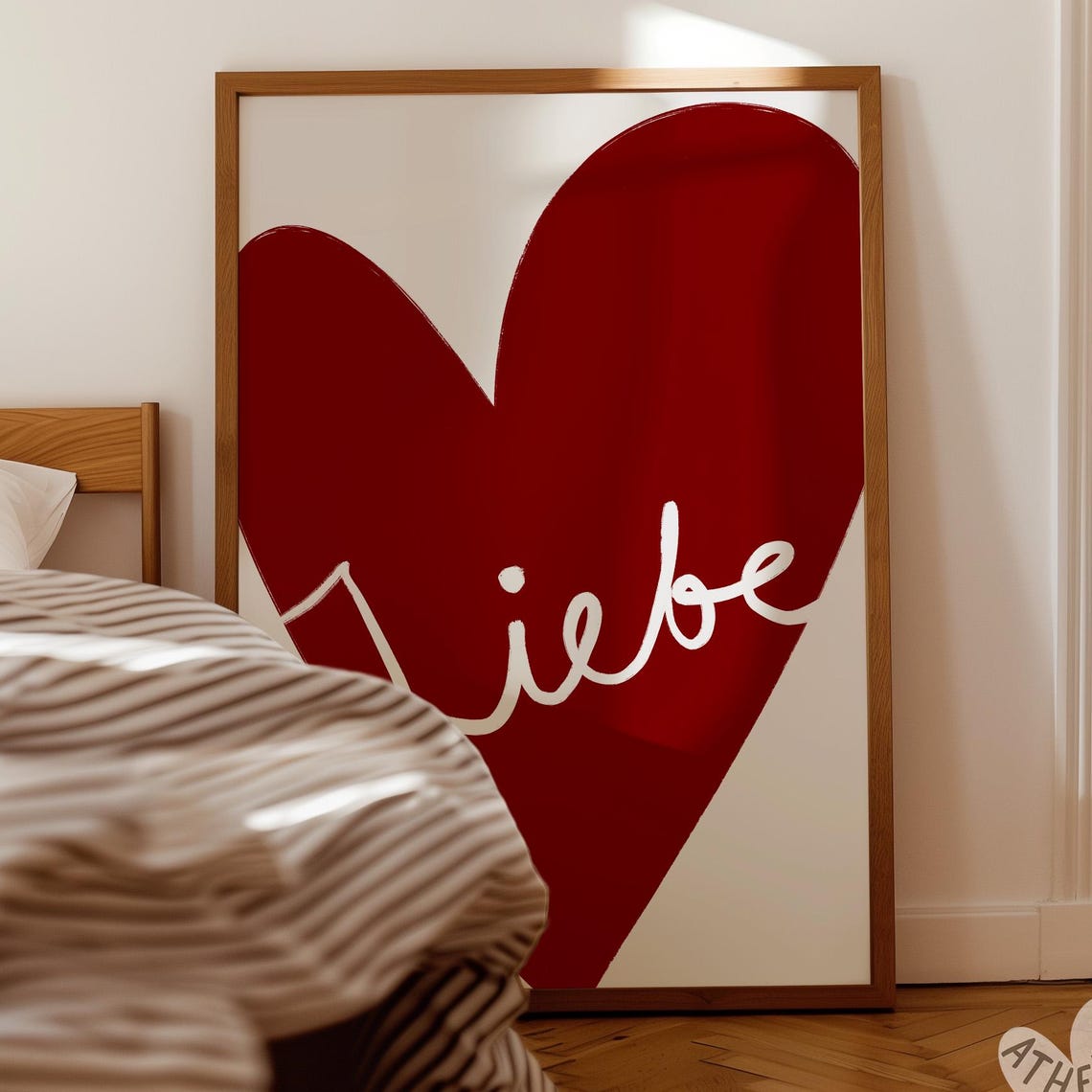 Liebe Romantic Red Heart German Script Minimalist Love Poster