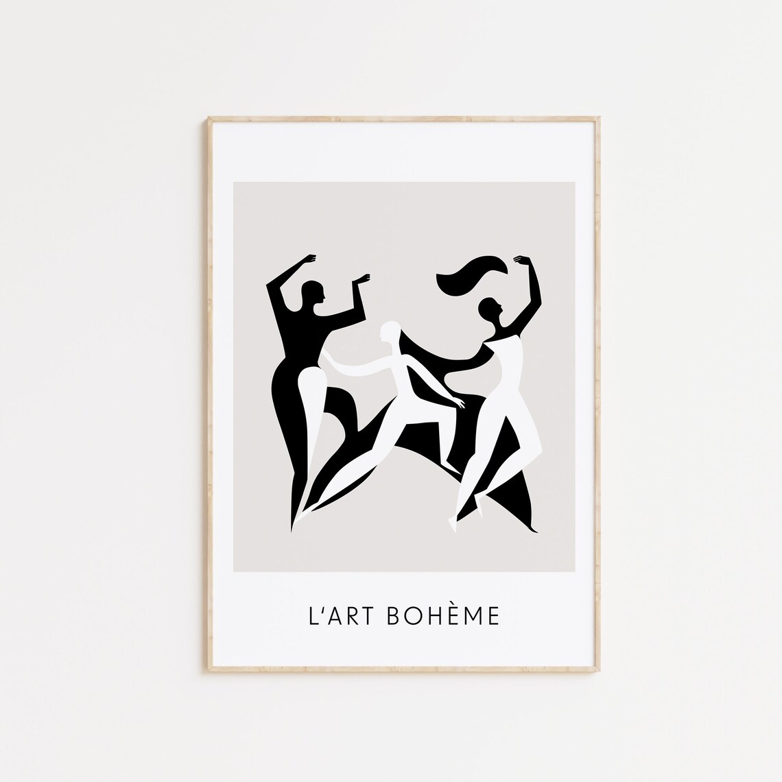 LArt Boheme Black White Dancers Abstract Midcentury Wall Art