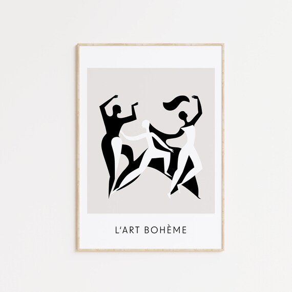 LArt Boheme Black White Dancers Abstract Midcentury Wall Art