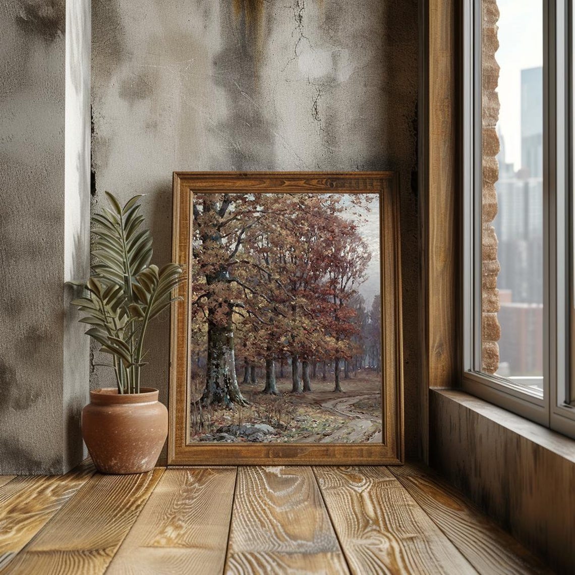 Autumn Forest With Winding Path Tall Trees Fall Foliage Poster - Image 3