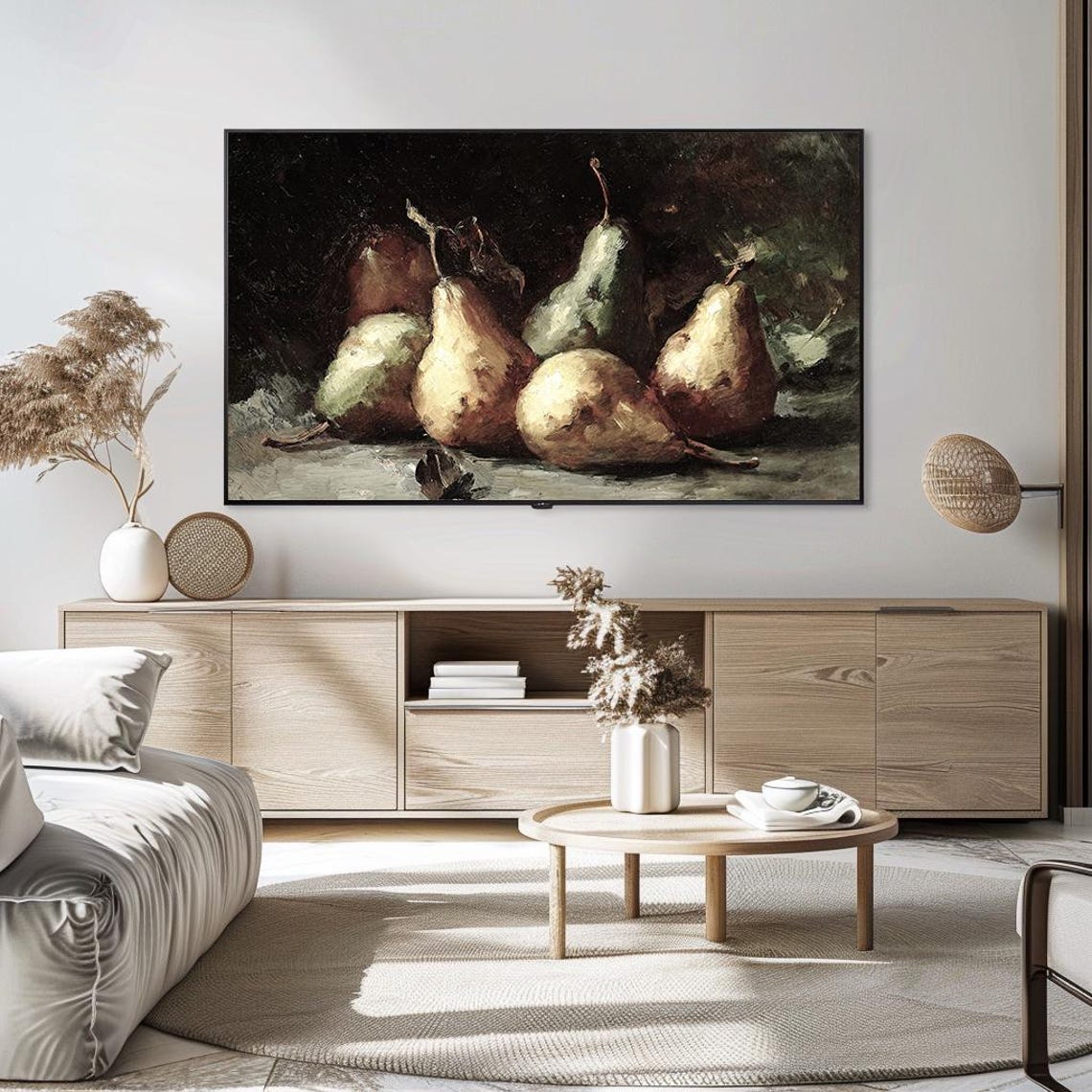Golden Pears Still Life Dark Vintage Fruit Oil Painting Poster - Image 5