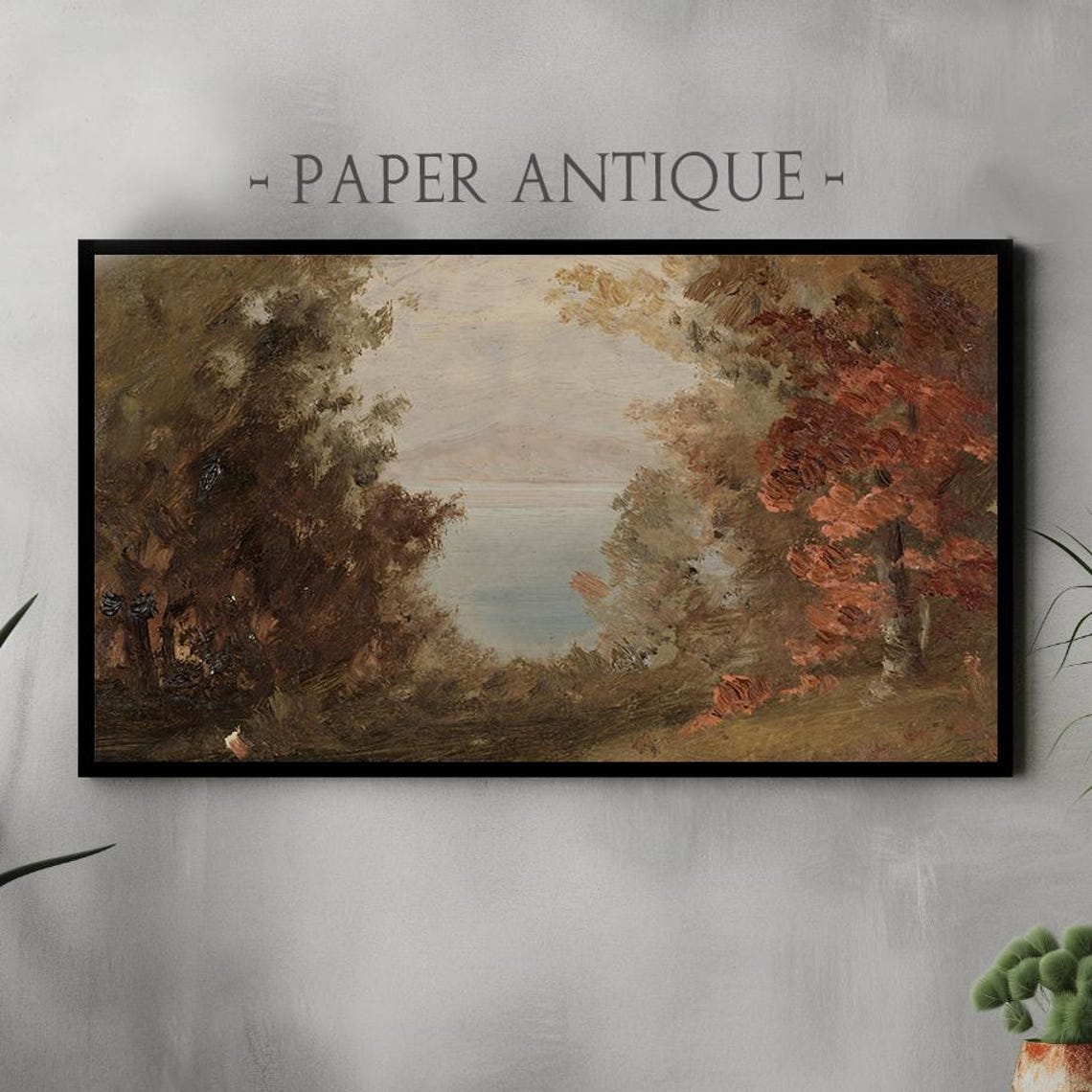 Autumn Forest Lake View Vintage Fall Foliage Landscape Poster