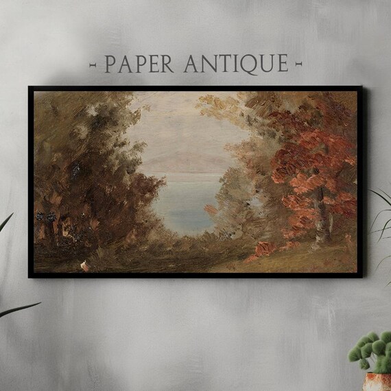 Autumn Forest Lake View Vintage Fall Foliage Landscape Poster