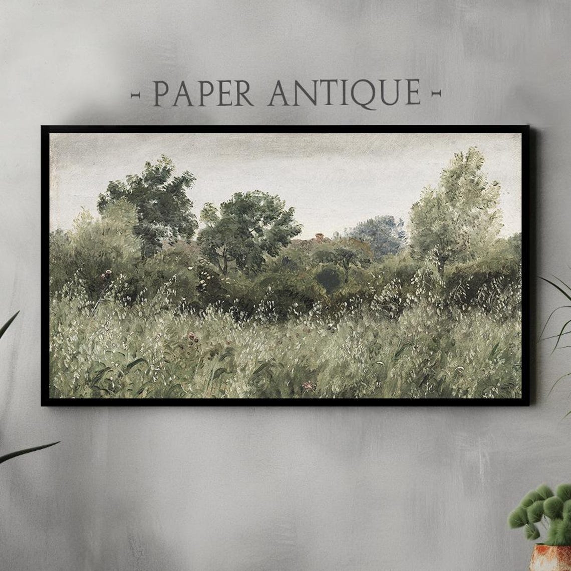 Lush Green Trees and Grassy Hills Romanticism Landscape Poster