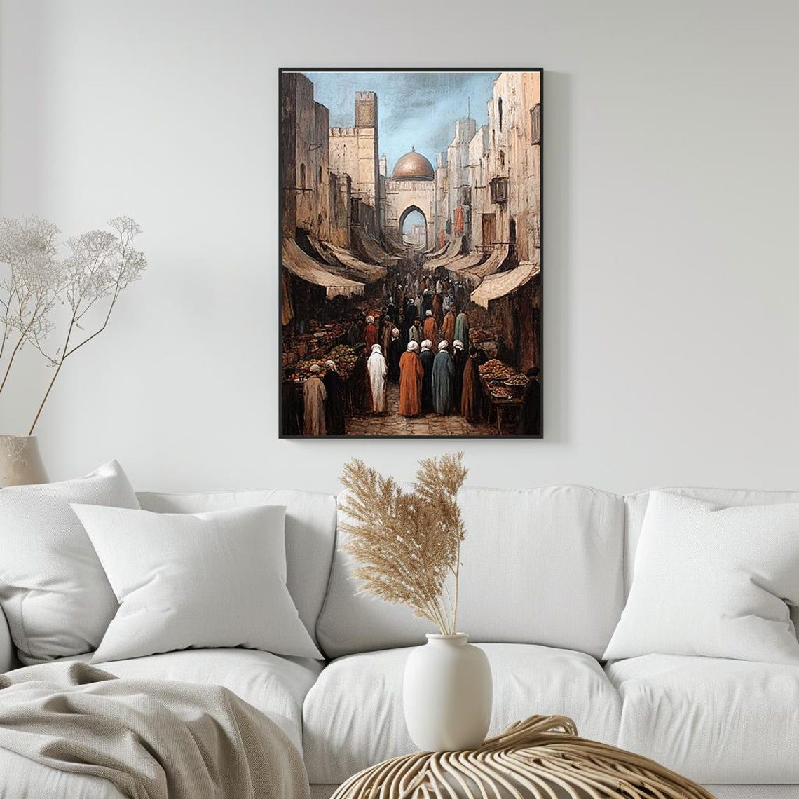 Grand Middle Eastern Market Street Mosque Dome Art Scene Poster - Image 5