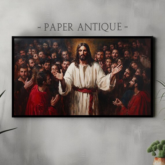 Jesus Christ Preaching to the Multitude Classical Religious Painting Poster