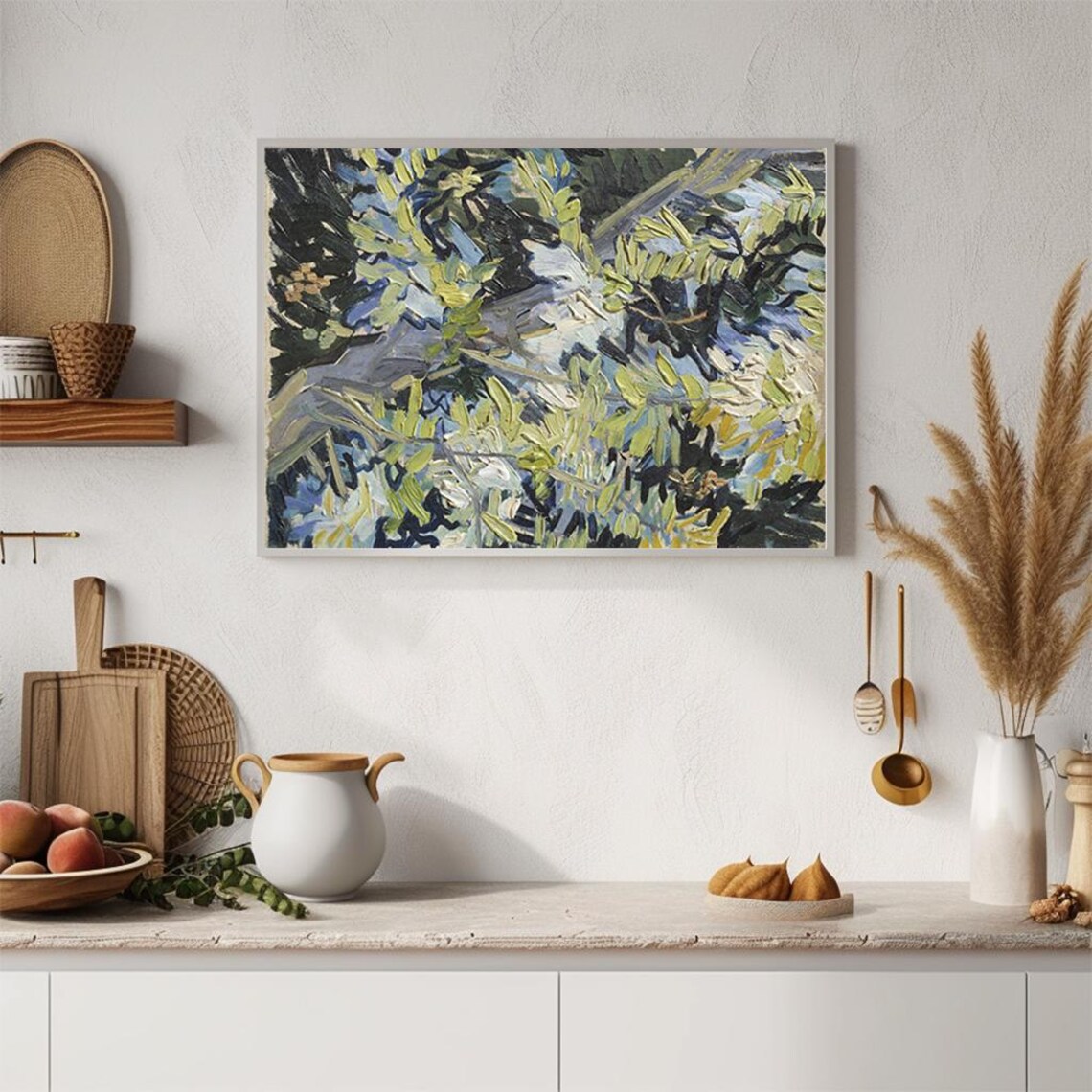 Almond Branches Impressionist Oil Painting Textured Nature Wall Art Print Wall Decor Ls - Image 4