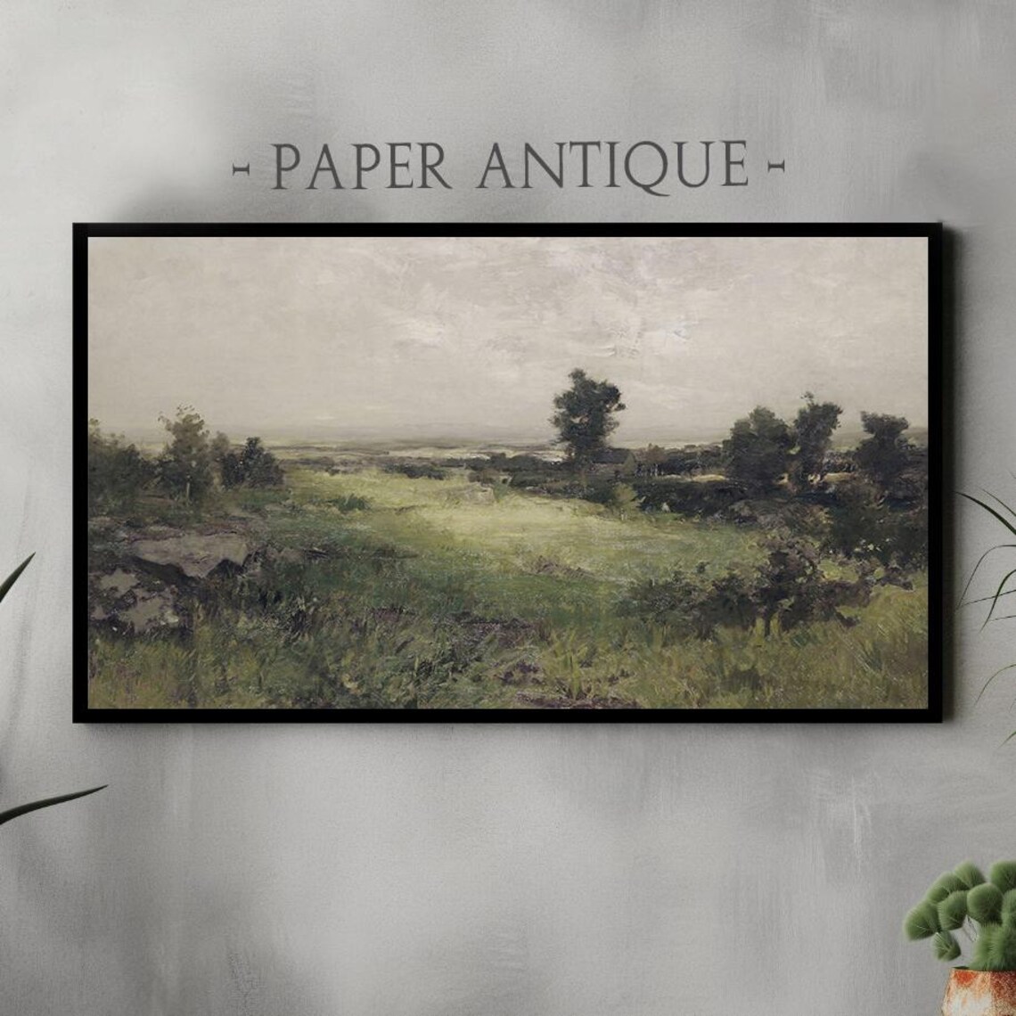 Rolling Green Hills Meadow Vintage Pastoral Landscape Art Poster