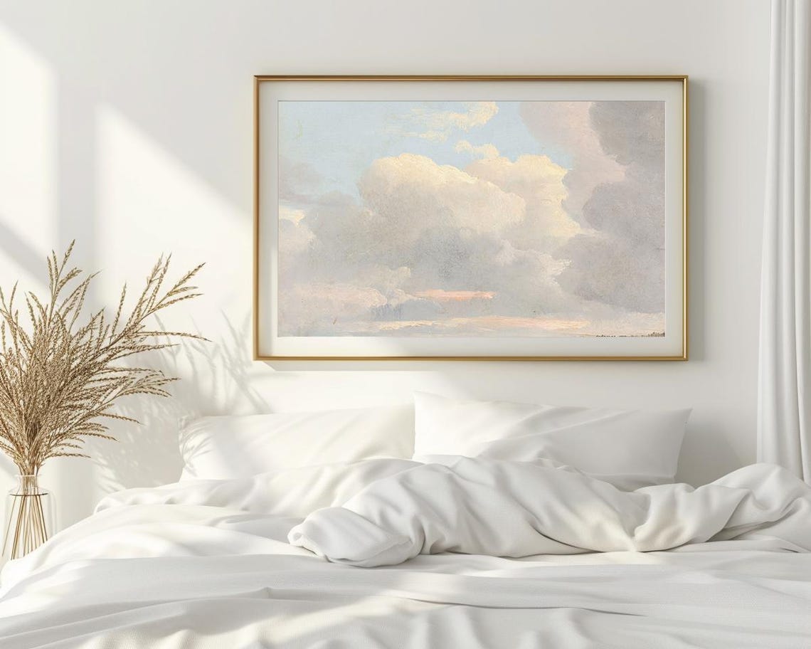 Soft Pastel Cloud Sky Serene Dreamy Skyscape Painting Poster - Image 2