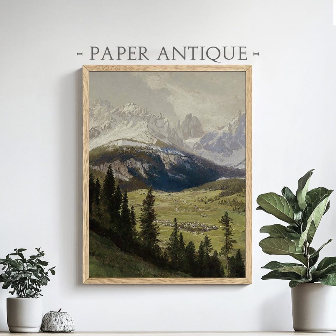 Snowy Alpine Peaks With Evergreen Forest Mountain Landscape Poster