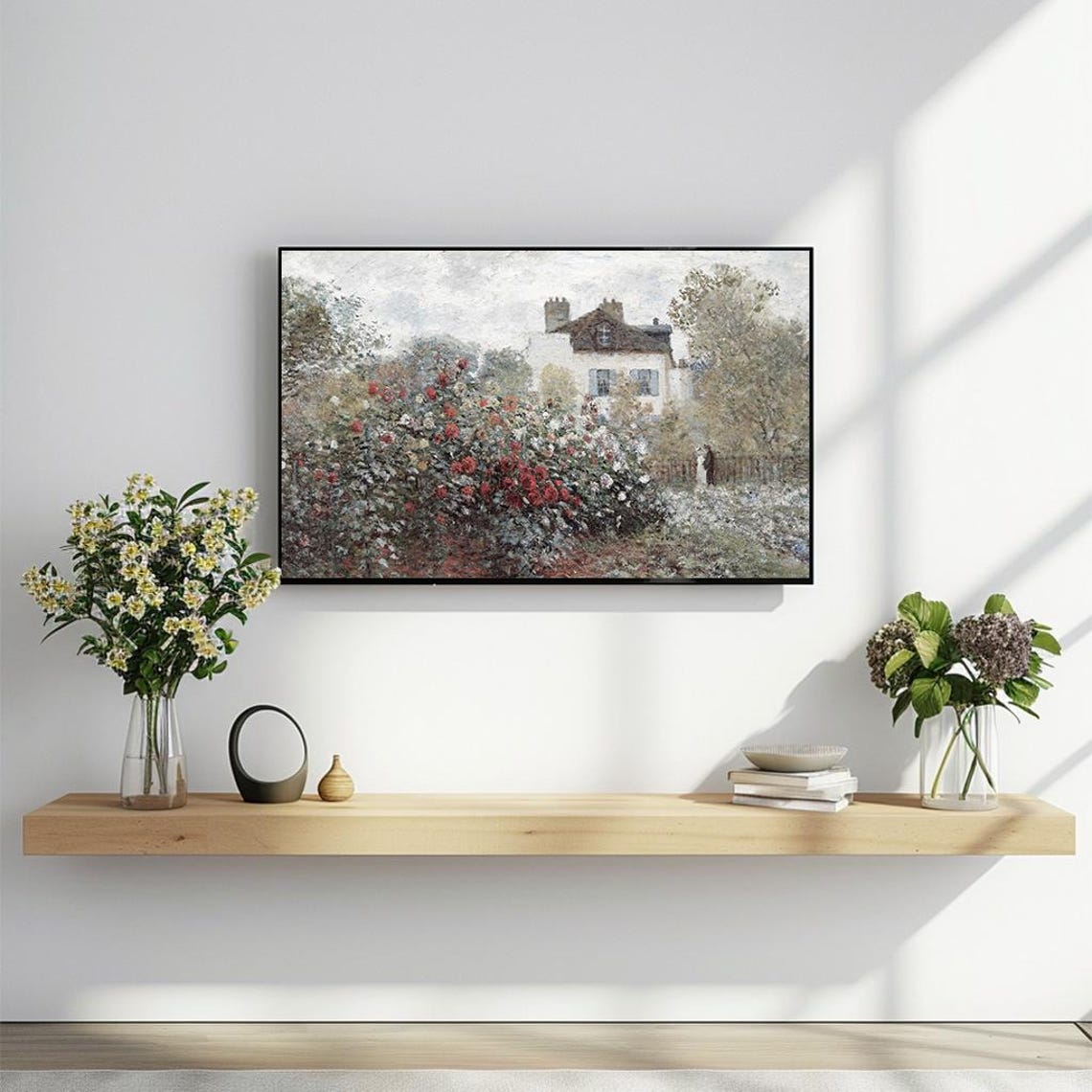 Blooming Rose Garden With Cottage Impressionist Flower Poster - Image 2