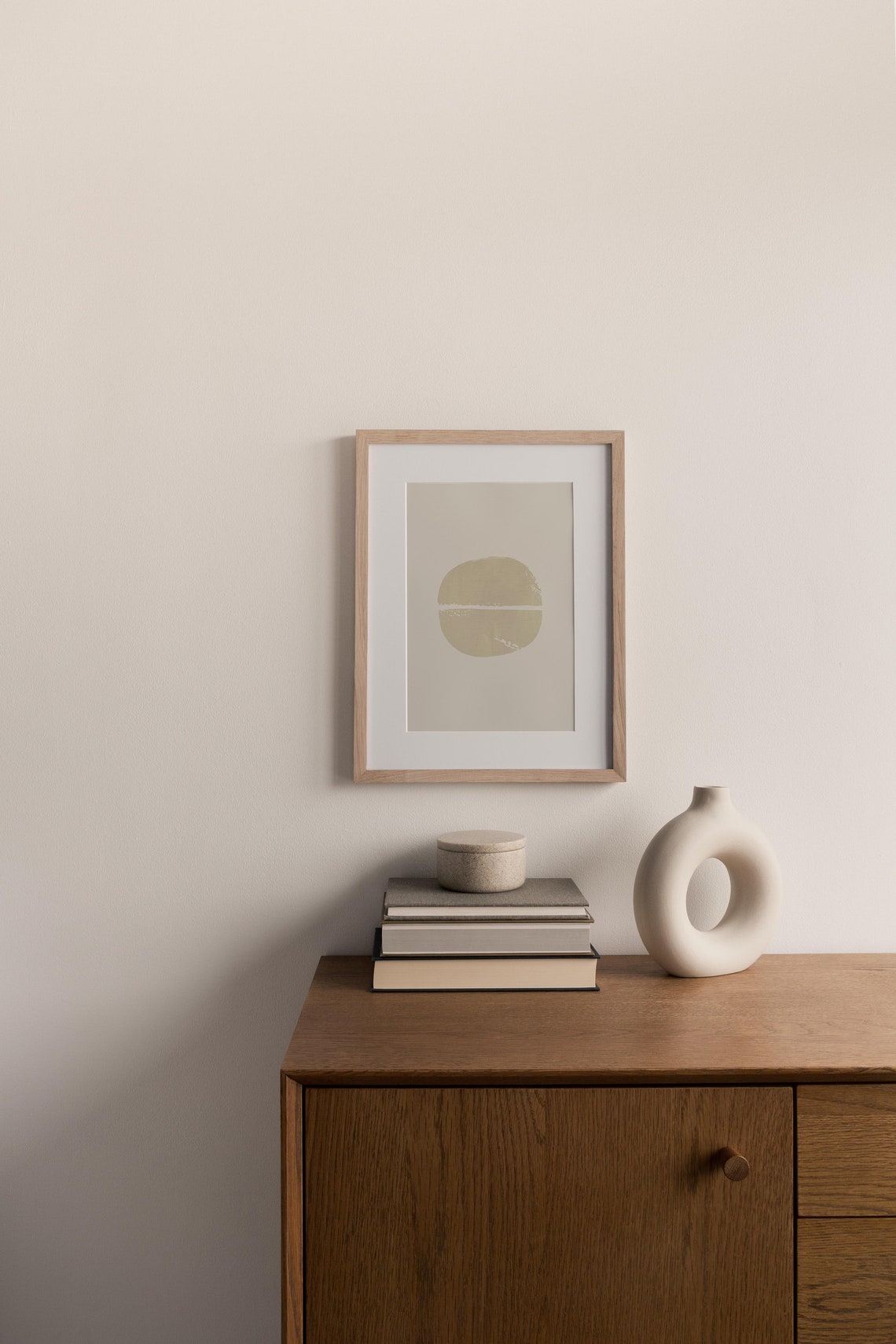 Beige Split Circle Brushstroke Minimalist Abstract Zen Gallery Poster - Image 3