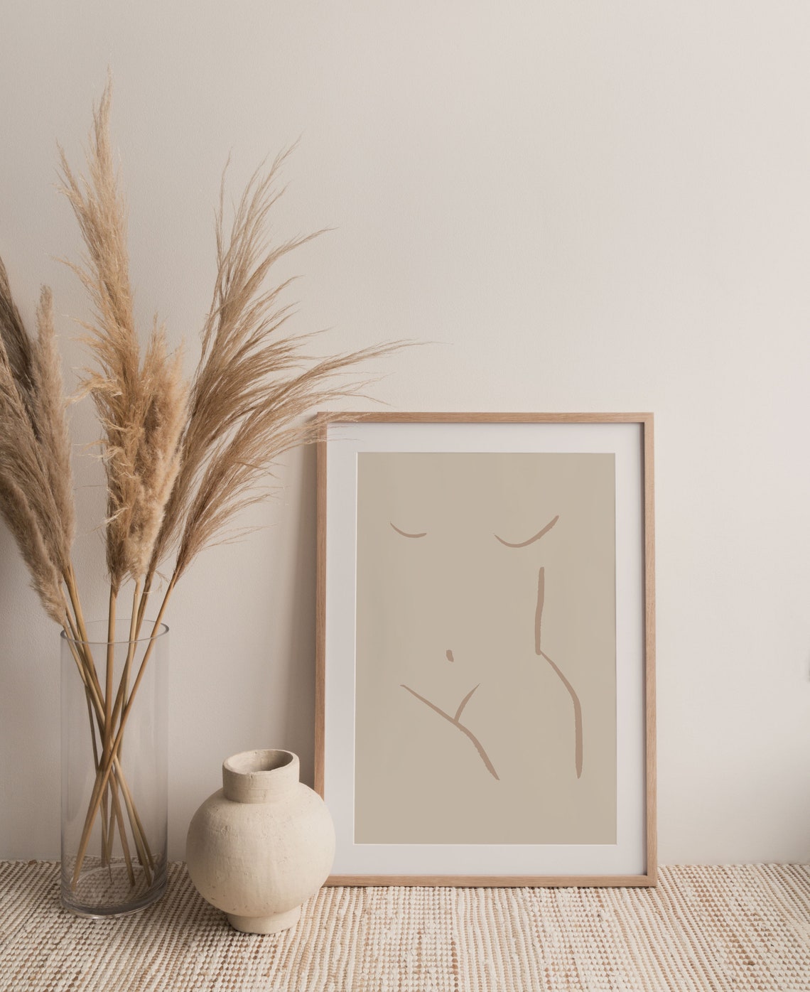 Terracotta Nude Torso Single Line Sketch Beige Minimalist Poster - Image 2