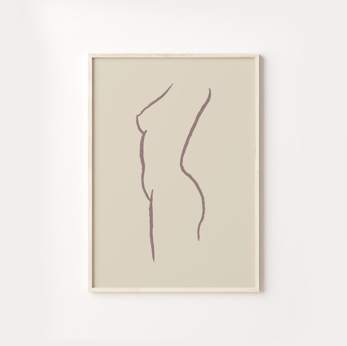 Neutral Female Torso Line Art Beige Minimalist Body Drawing Poster - Image 3