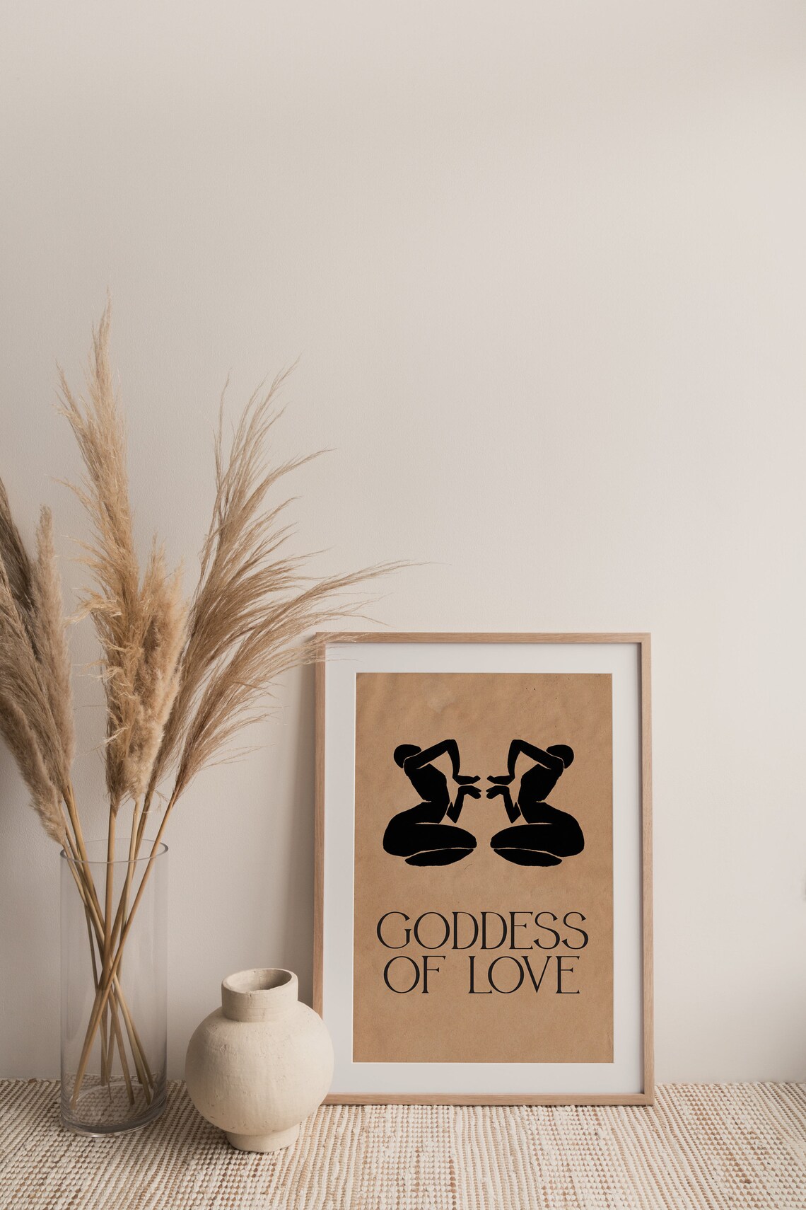 Goddess of Love Mirrored Black Silhouette Women Kraft Paper Poster - Image 2