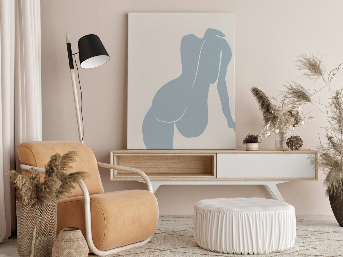 Dusty Blue Reclining Female Figure Abstract Body Minimalist Poster - Image 2