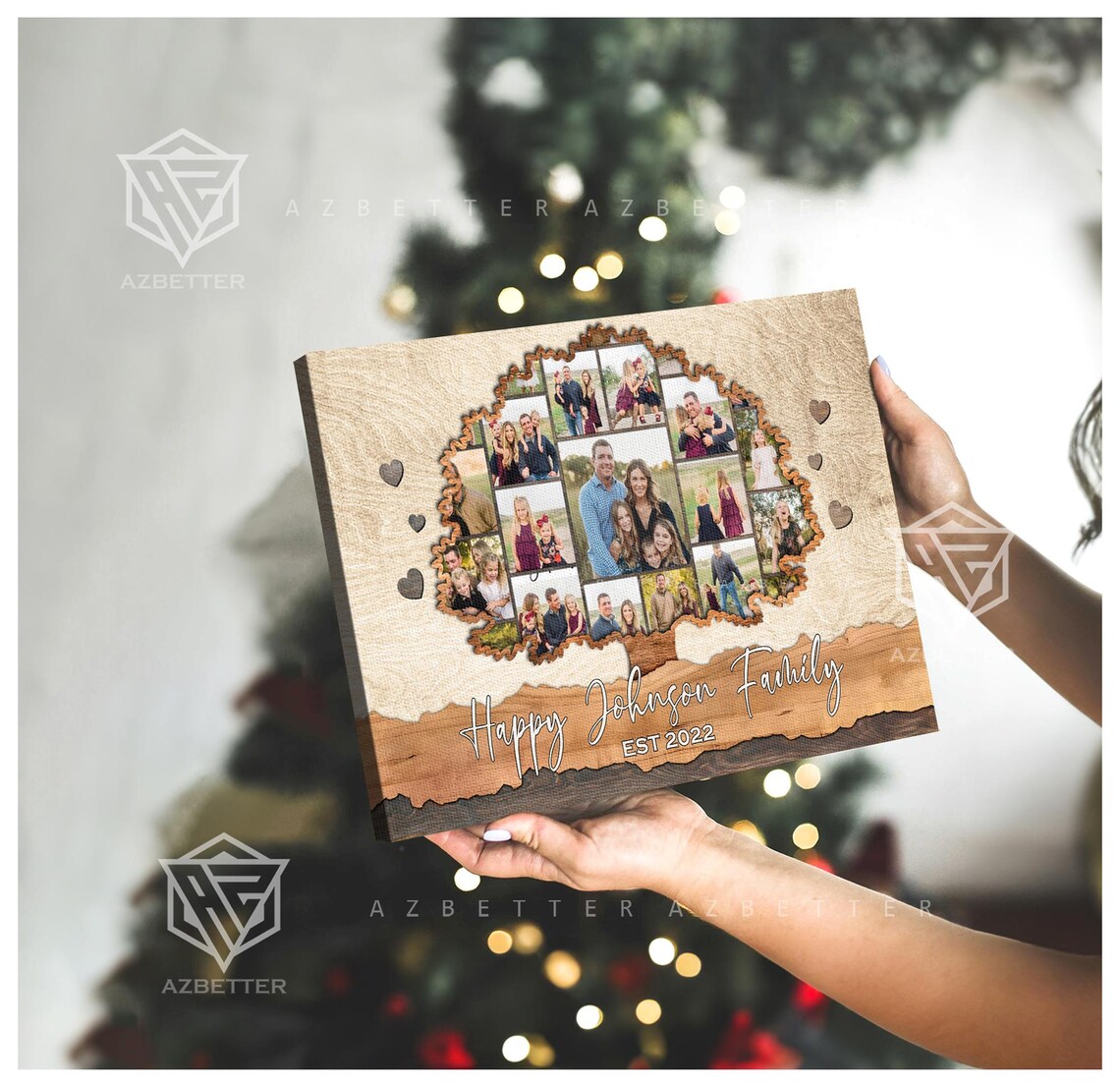 Personalized Family Tree Collage Art Print, Gift for Parents - Image 5