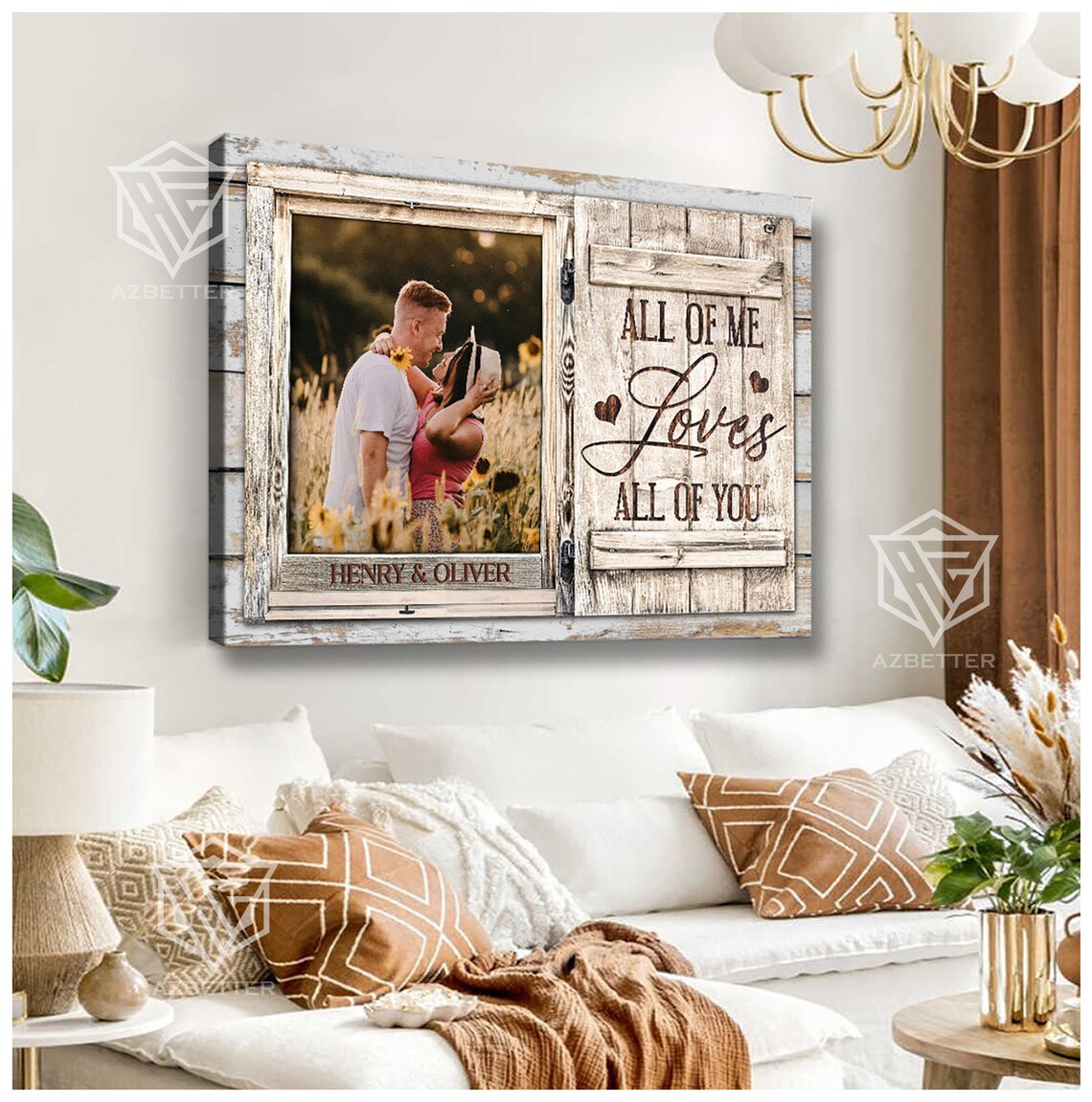 Personalized Couple Photo All of Me Loves All of You Rustic Poster - Image 3