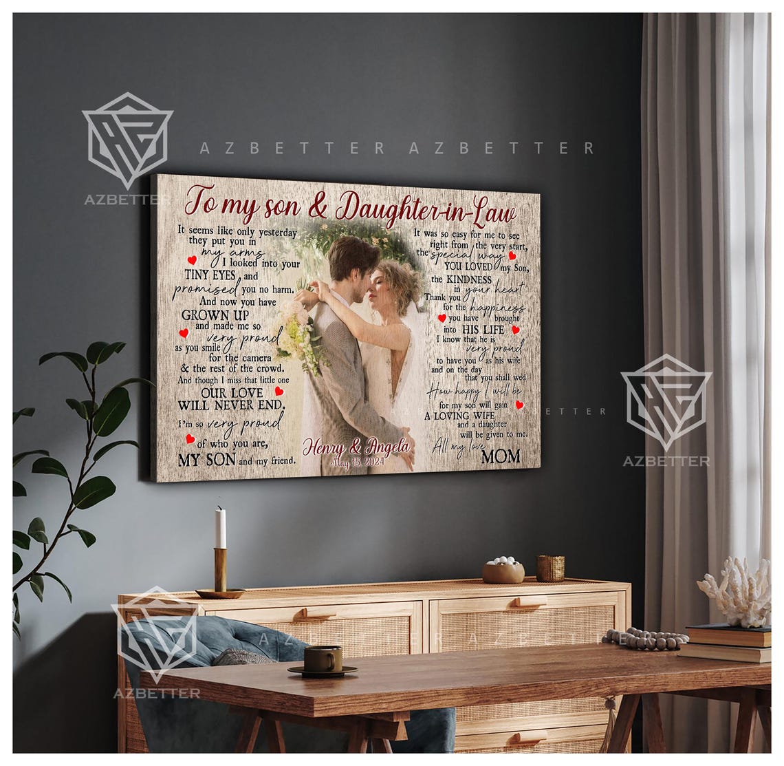 Personalized Wedding Gifts For Son On Wedding Day Custom Wedding Anniversary Gift For Daughter In Law Son Wedding Gift From Parents - Image 3