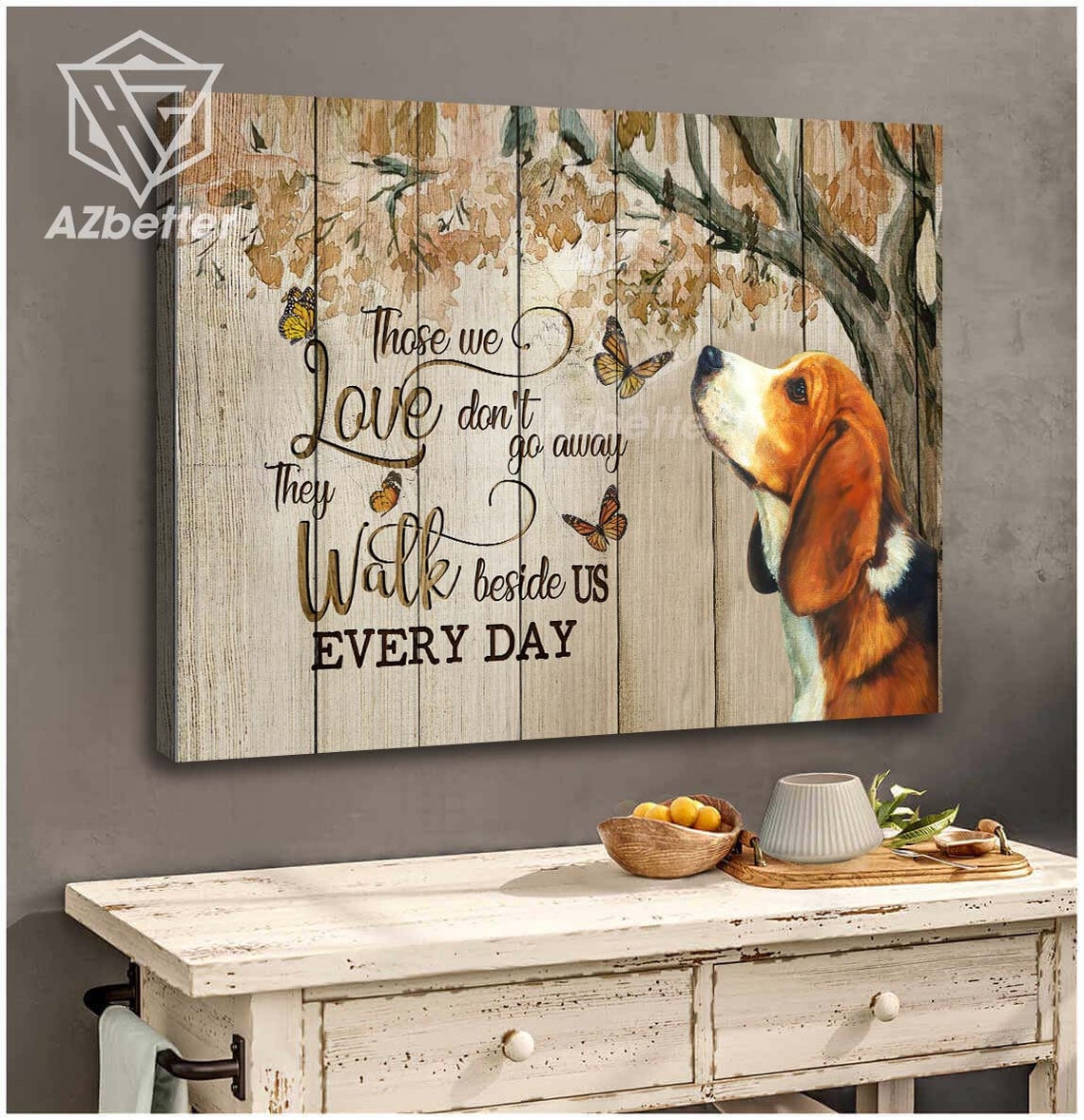 Beagle with Monarch Butterflies Those We Love Memorial Poster - Image 5