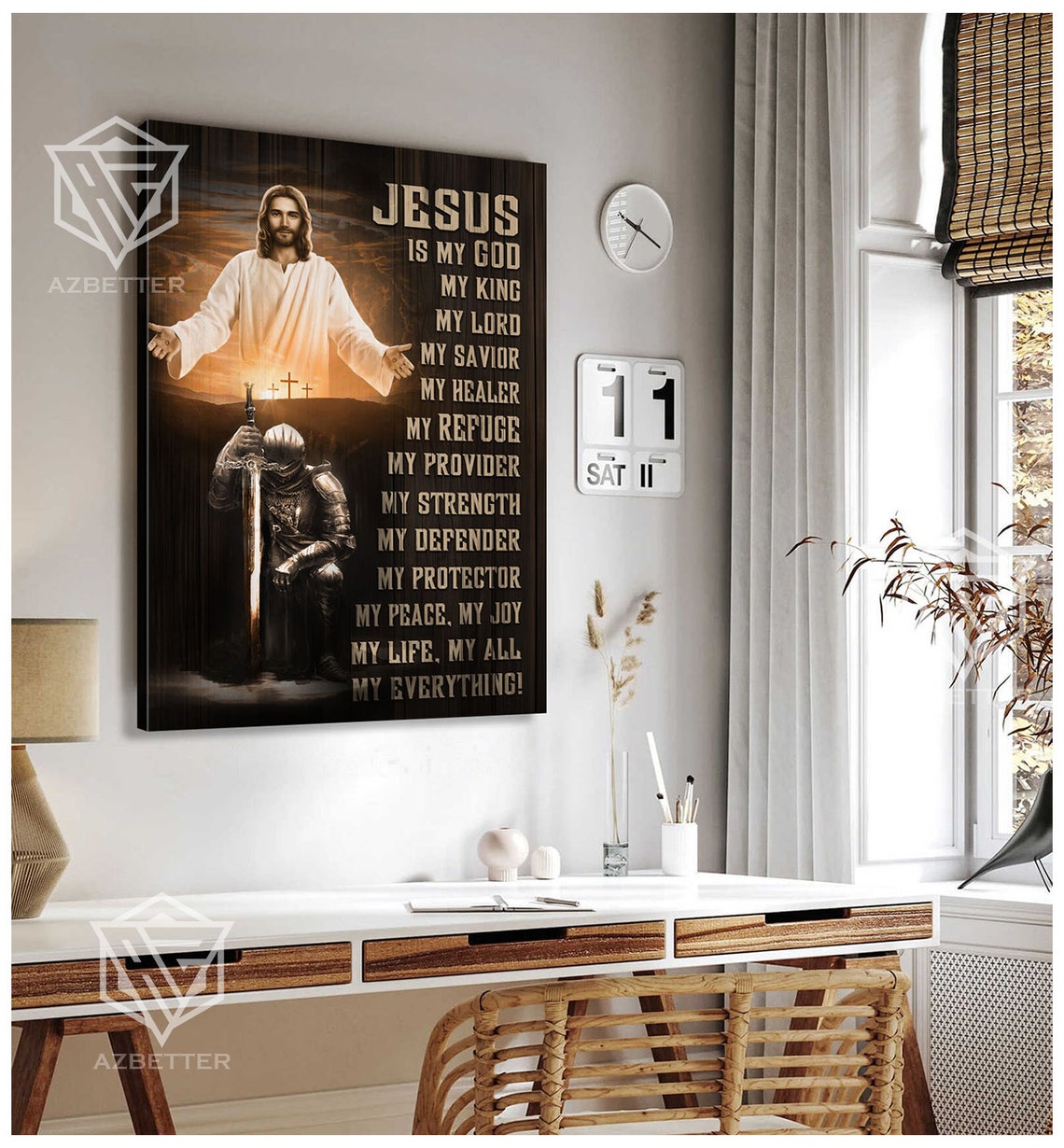 Jesus Is My God My King My Lord Armor Of God Prints Christian Home Decor Warrior Of Jesus Knight Of The God Knight Of King - Image 4