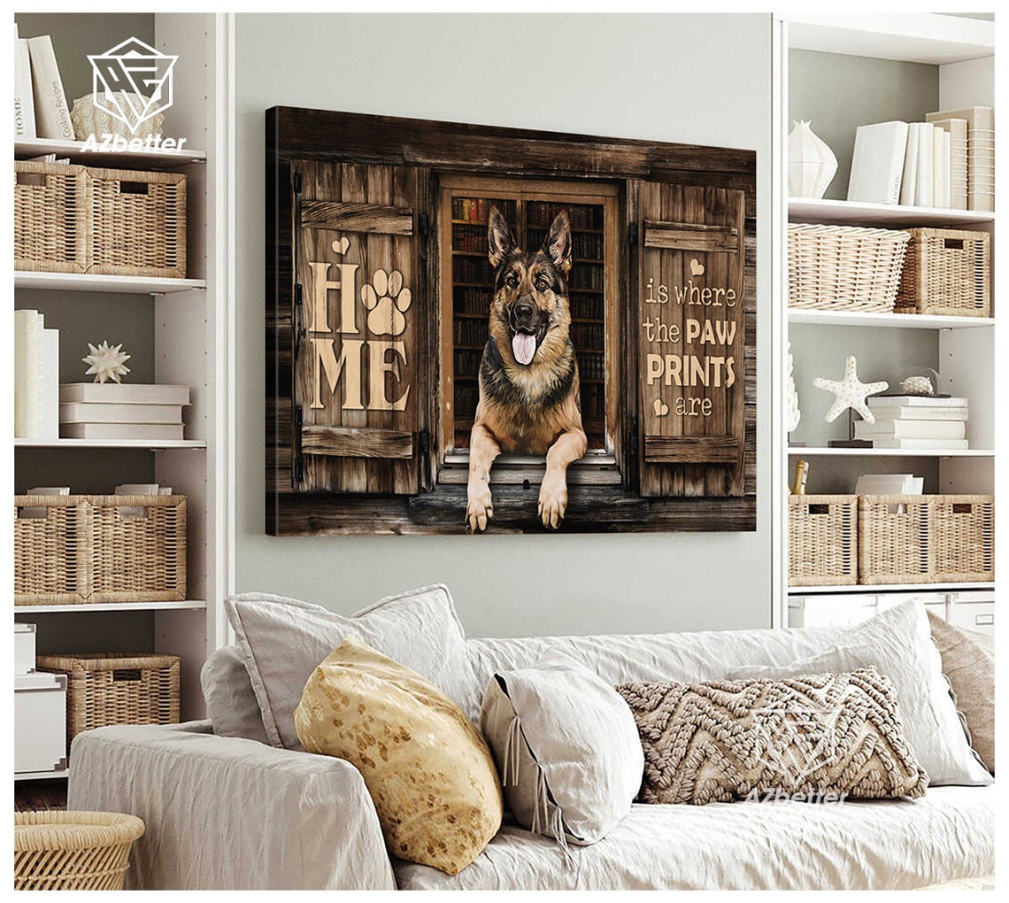 Home Is Where the Paw Prints Are German Shepherd Window Dog Poster - Image 4