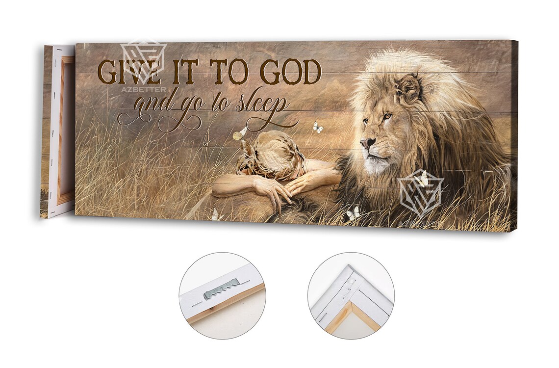 Give It To God And Go To Sleep Lion Sleeping Child Faith Comfort Poster - Image 5